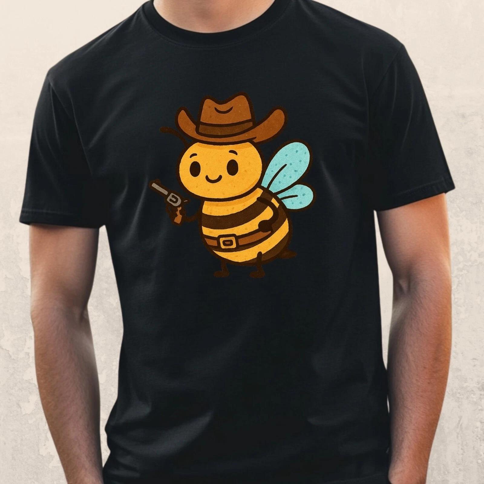 T-Shirt Herren Cowboy Biene Motiv Baumwolle Größe S bis 5XL L