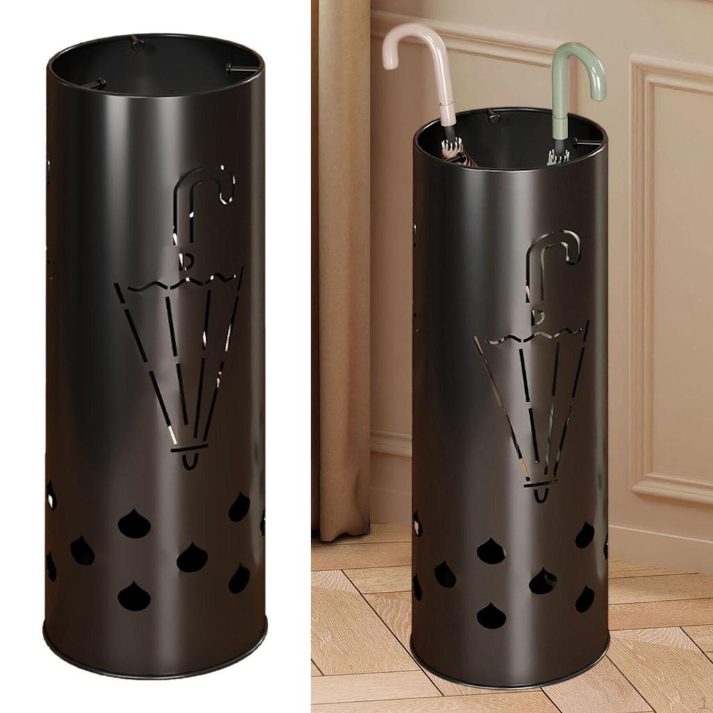 Round Umbrella Stand Holder Free Standing Sturdy Multiuse Storage Bucket with Internal