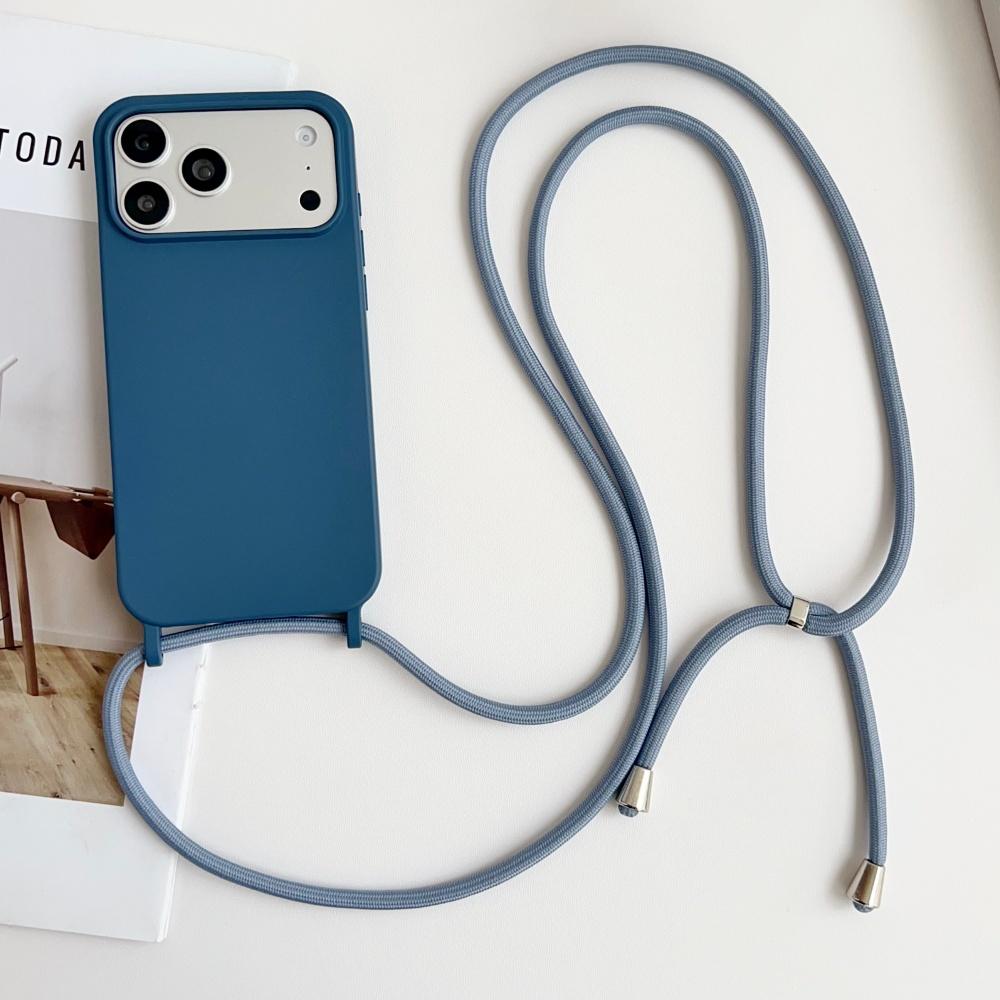 Liquid Silicone Crossbody Necklace Cord Strap Case For iPhone 17 Pro Max 16 15 14 13 12 11 XR XS X Matte Soft Protection Cover