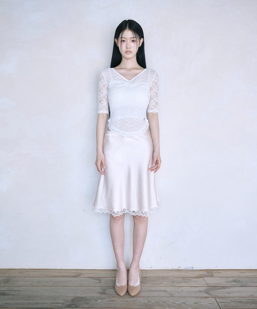 Leijeumiya Sana Lace Shirring Top [White]