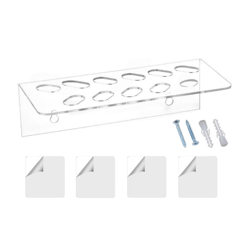 Clear Acrylic Comb Organizers With 11 Slots Space Saving Wall Mounted Rack For Stylists Shears Scissors Storage