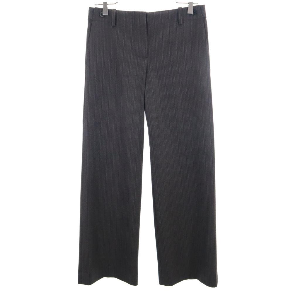 Chloe French Wool Striped Pattern Slacks Pants T36 Brown Women Used