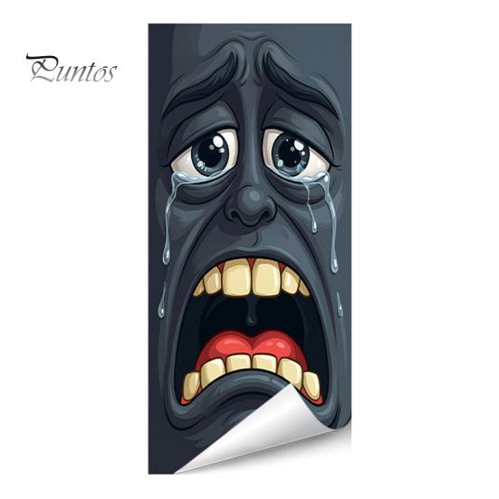Cartoon Style Trash Can Accessories Funny Sticker, Cute Big Eye Expression Decorative Stickers for Community Corridors Adhesive Label, Waterproof PVC