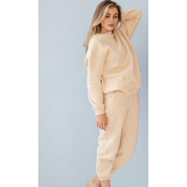 Fashion Pure Color Two-Piece Suits Casual Outfits Long Sleeve Sweatshirts Pullovers Pants Sport Wear for Women S-2XL