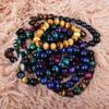 Natural 3A Tiger Eye Stone Bracelet - Colored Buddhist Prayer Beads Handcrafted Jewelry
