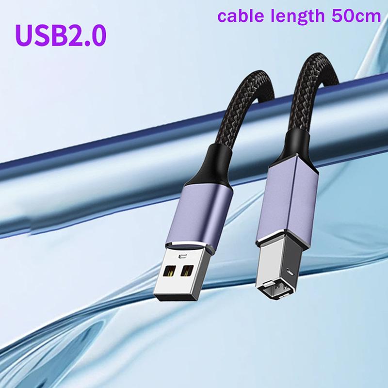 Type-C/Usb To Usb B 2.0 Printer Cable Braided High Speed Data Transfer Cord For Laptop Scanner