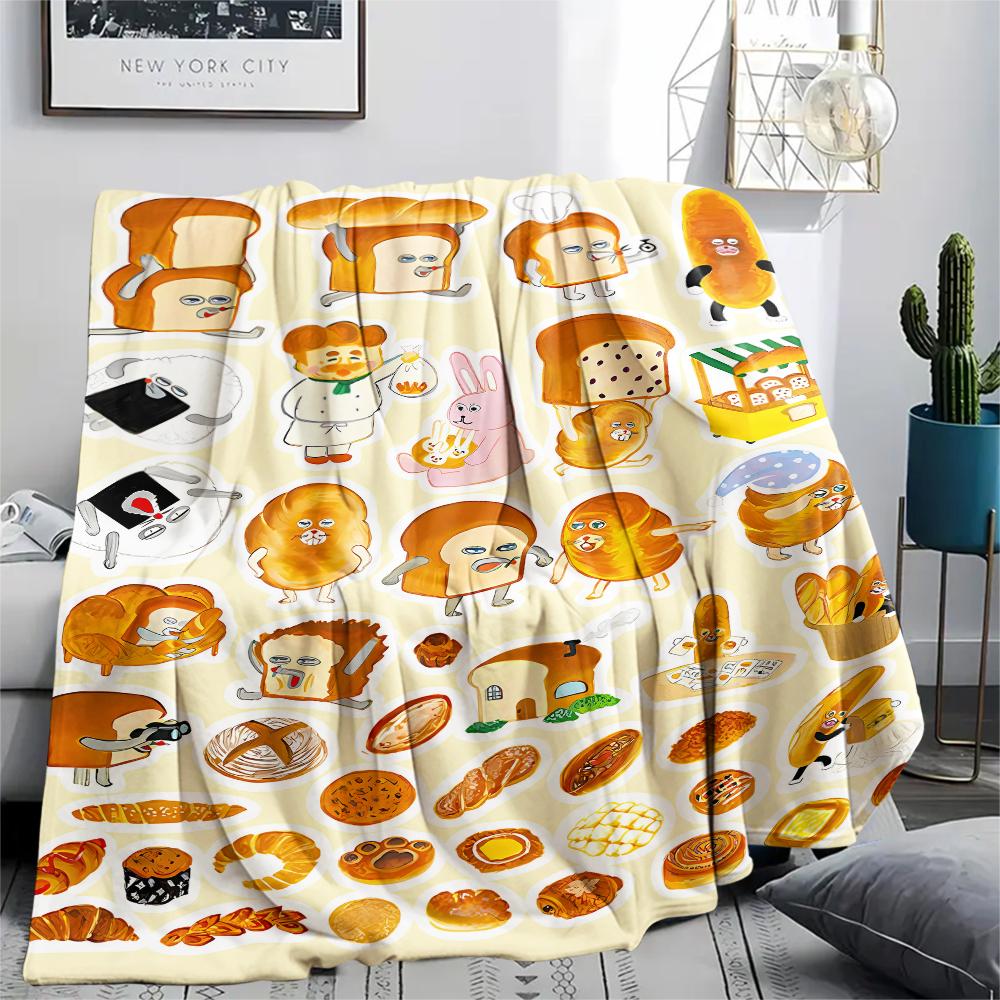 1PC Bread Thief Print Flannel Blanket, High quality All Seasons, Home Decor, Warmth and Comfort, Perfect for Christmas Gifts