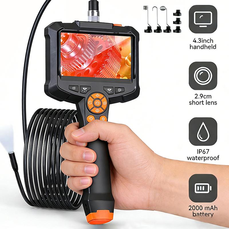 Handheld Industrial Endoscope Camera 4.3inch IPS Screen hd1080p Car Inspection Borescope IP67 Waterproof Snake Camera For Car