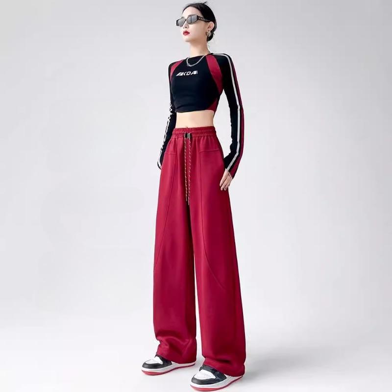 Baggy Casual Women Pants Cozy Simple Joggers Sporty Wide Leg Trousers All-match High Waist Fashion Female Basic Pants