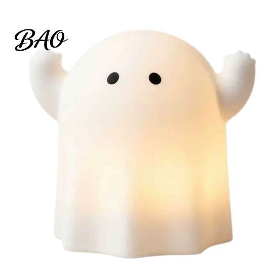 Novelty Ghost Shape Decor Cute Resin Night Light for Bedroom, Decorative Warm LED Lamp Holiday Home Decoration Gift Halloween Party Desk Decor,