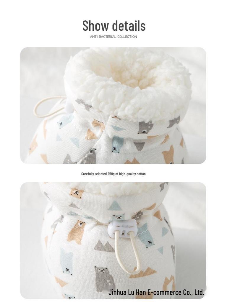 Newborn Baby Soft Sole Cotton Shoes - Thickened Velvet, Anti-Drop Foot Covers for Boys & Girls (0-1 Year)