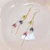 Sweet Summer Charm: Long Tassel Mauve Floral Earrings for Women, Color Block Design, Simple and Fresh