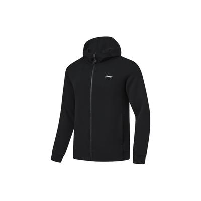 Li Ning Solid Color Hooded Knitted Cardigan Sweatshirt Men Sweatshirts Black AWDU127-1