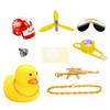 Cool Armed Duck In The Car Interior Decoration Yellow Duck with Helmet for Bike Motor with Strobe Light Car Accessories