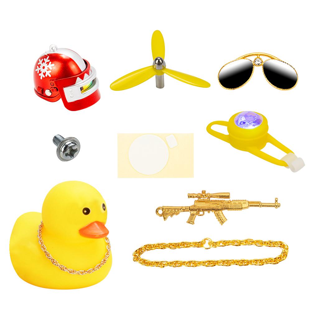 Cool Armed Duck In The Car Interior Decoration Yellow Duck with Helmet for Bike Motor with Strobe Light Car Accessories