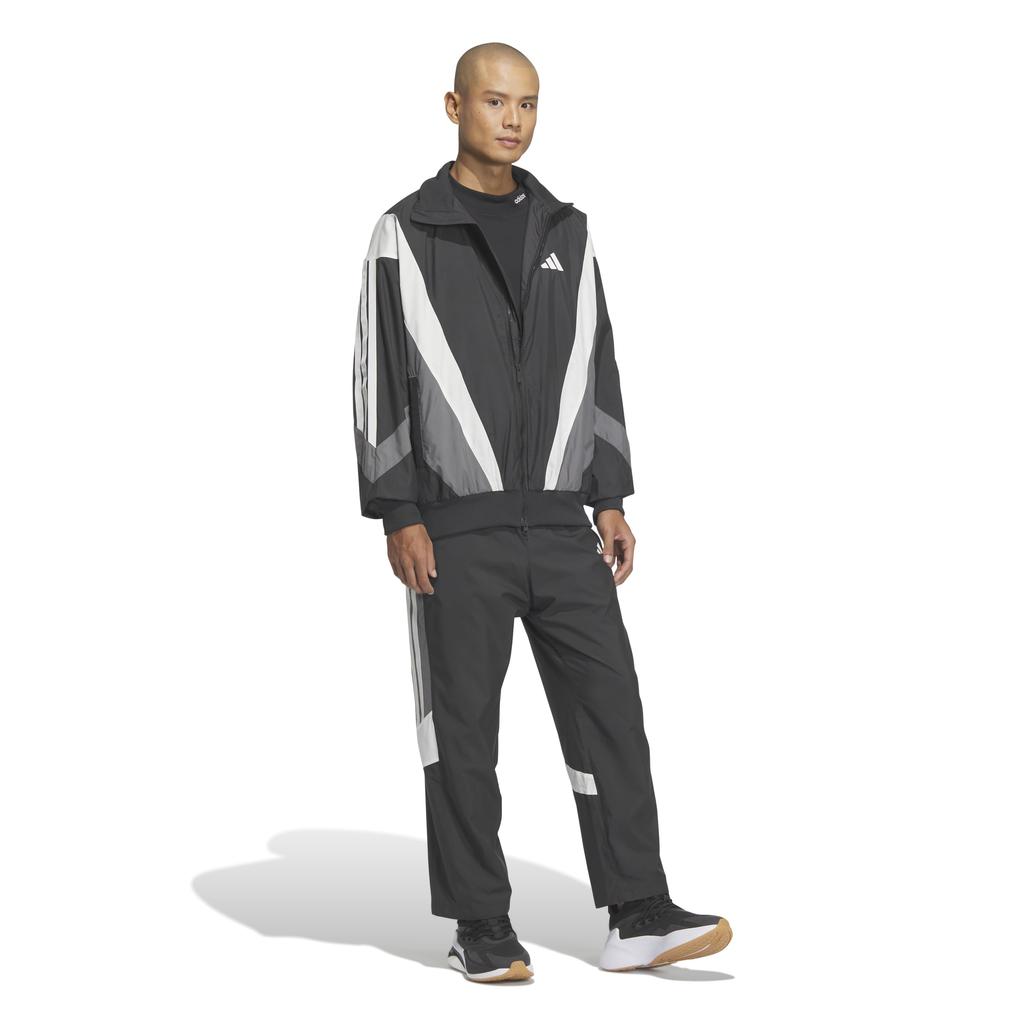Adidas KQD22 Jersey Windbreaker White Size 2XL Men's Top, Must-Have Loose-Fit Mesh-Lined Jacket, Black/Grey Four/Core (JM2024),