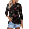 Women's Fashion Casual Button 3/4 Sleeve Vintage  Print Lapel Top