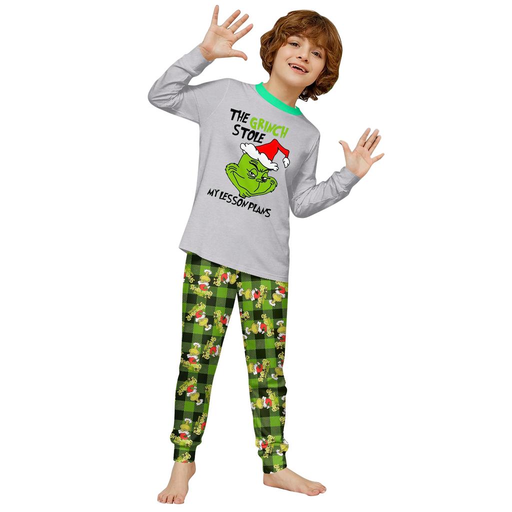 Print Cute Family Set Pajamas, Home Clothes, Family Set Long Sleeve Top Pants Set