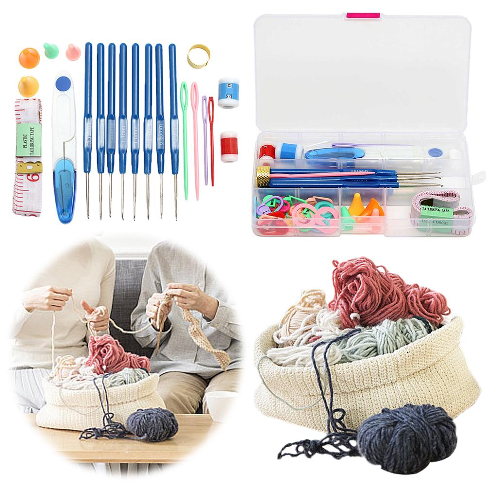 5Pcs 16 Size Crochet Hook Set Knitting Needle Ergonomic Long Crochet Needles with Case Crochet Needles Set for Arthritic Hands