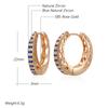 Orecchini a Cerchio Grande Colore Oro Rosa Insolito per Donna Brillanti Blu Zircone Naturale Accessori Quotidiani Raffinati Gioielli Vintage