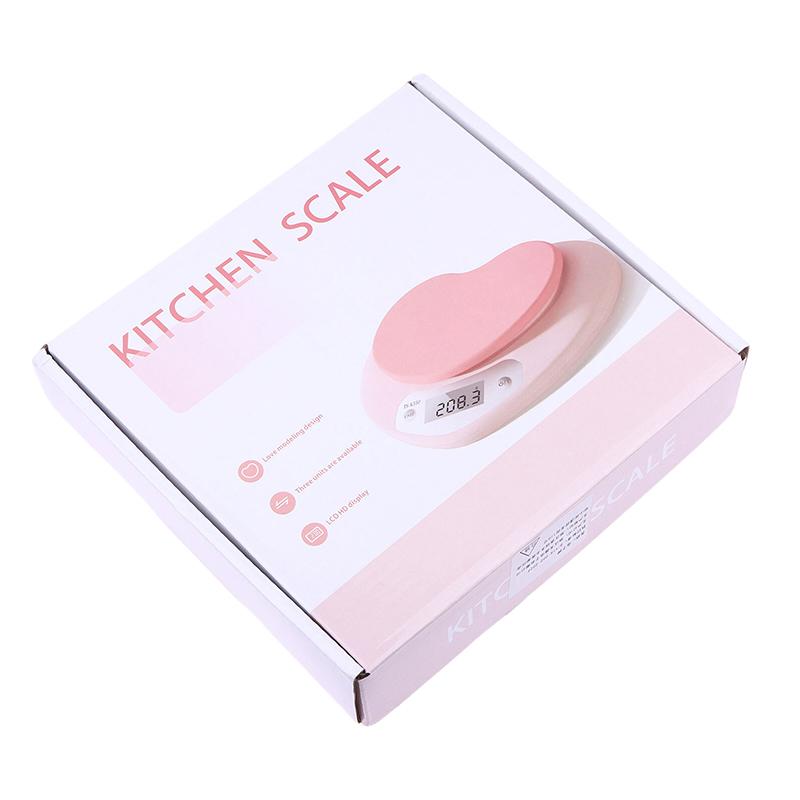 Mutfak Pişirme Tartısı Pembe Kalp Şeklinde Yüksek Hassasiyetli Dijital Tartı 5Kg/1G Lcd Elektronik Denge Ölçüm Aleti Mutfak Tartısı