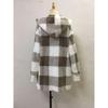 Women's Autumn and Winter Hooded Plaid Warm Top, Mid To Long Plush Cardigan Jacket