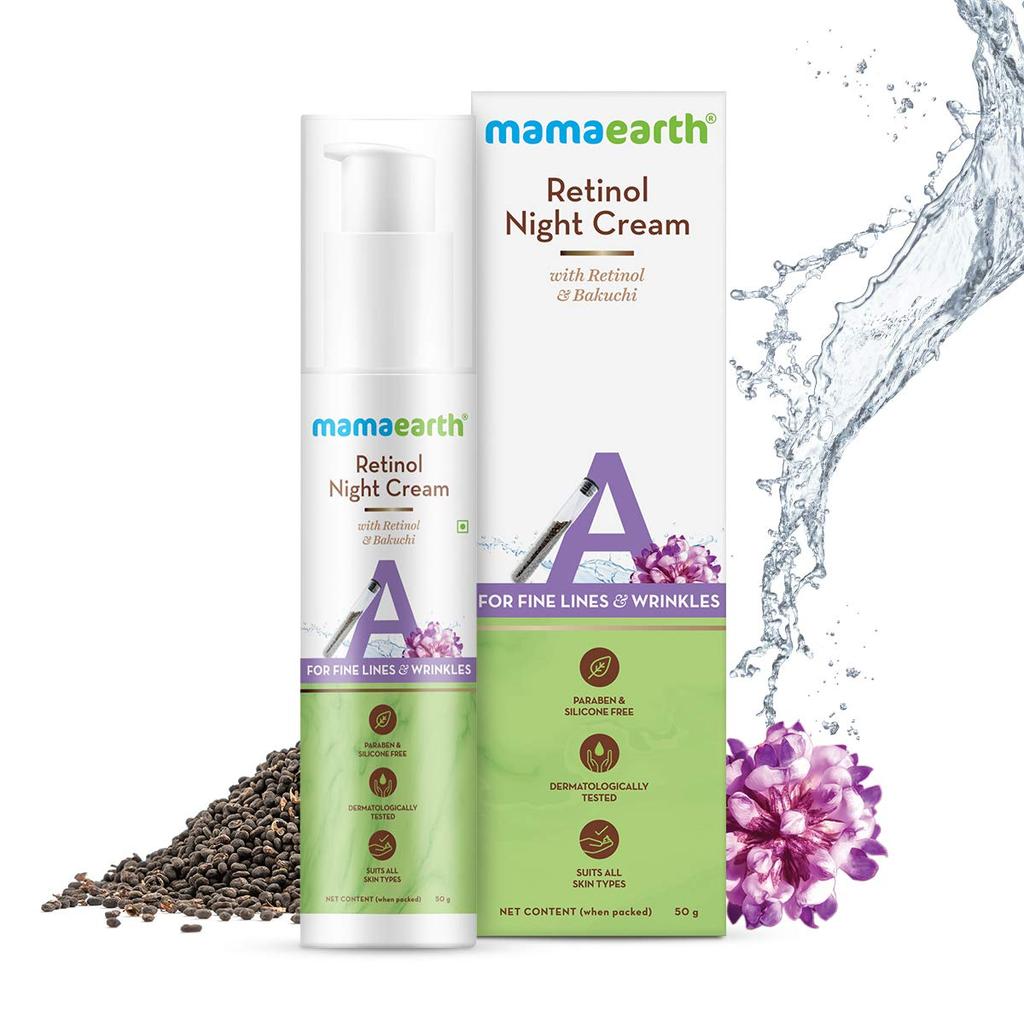 Mamaearth Retinol Night Cream For Women 50g Anti Aging Moisturizer For Wrinkles Fine Lines Even Skin Tone Glow