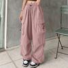 Women's Wide-Leg Athletic Pants with Multiple Pockets, Drawstring and Tapered Ankles