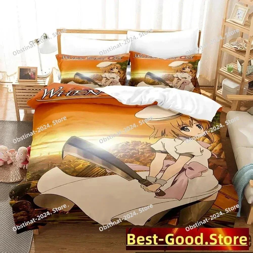 3D Anime Higurashi When They Cry Bedding Set Printed single Comforter Quilt Duvet Cover Pillow Case 3 Pieces Set Kids Adult Size
