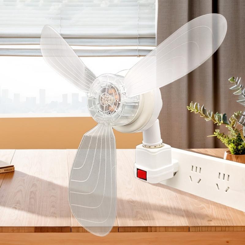 Compact Screw In Ceiling Fan E27 Mount with Adjustable Angle Quiet Operation for Bedroom Kitchen Office Daily