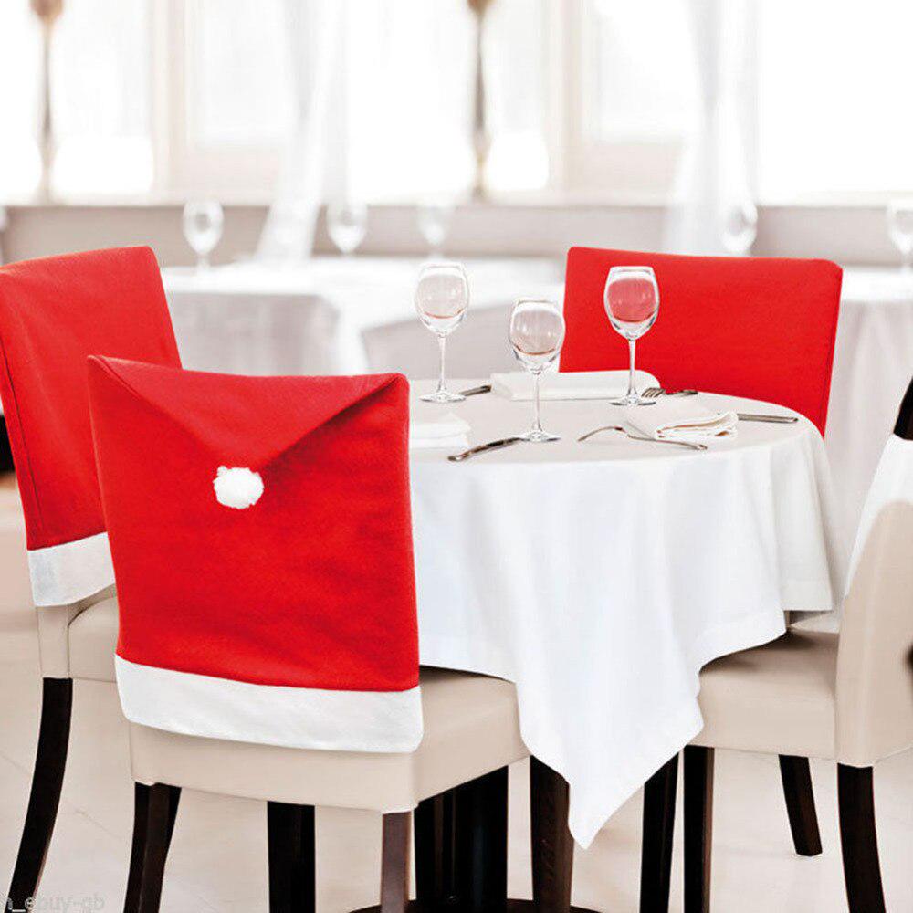 Chair Cover Christmas Dinner Table Party Red Hat Chair Back Covers Xmas Decoration JM08 ADM