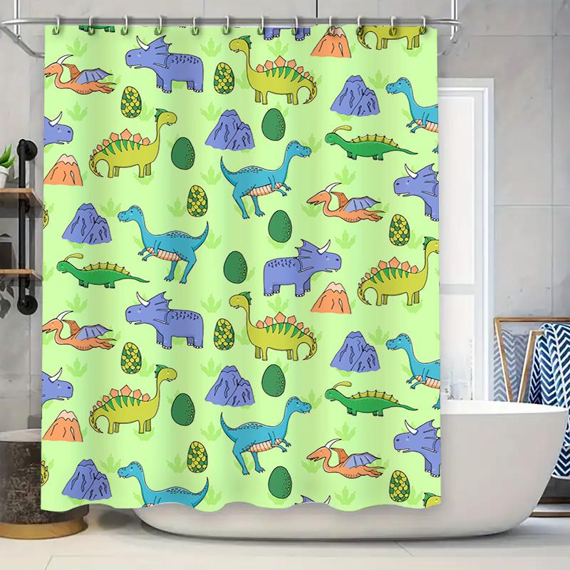 

Colorful Dinosaur Print Shower Curtain For Kids Bathroom Decor Waterproof Fabric Home Supplies W60H190(CM)-1 Pcs