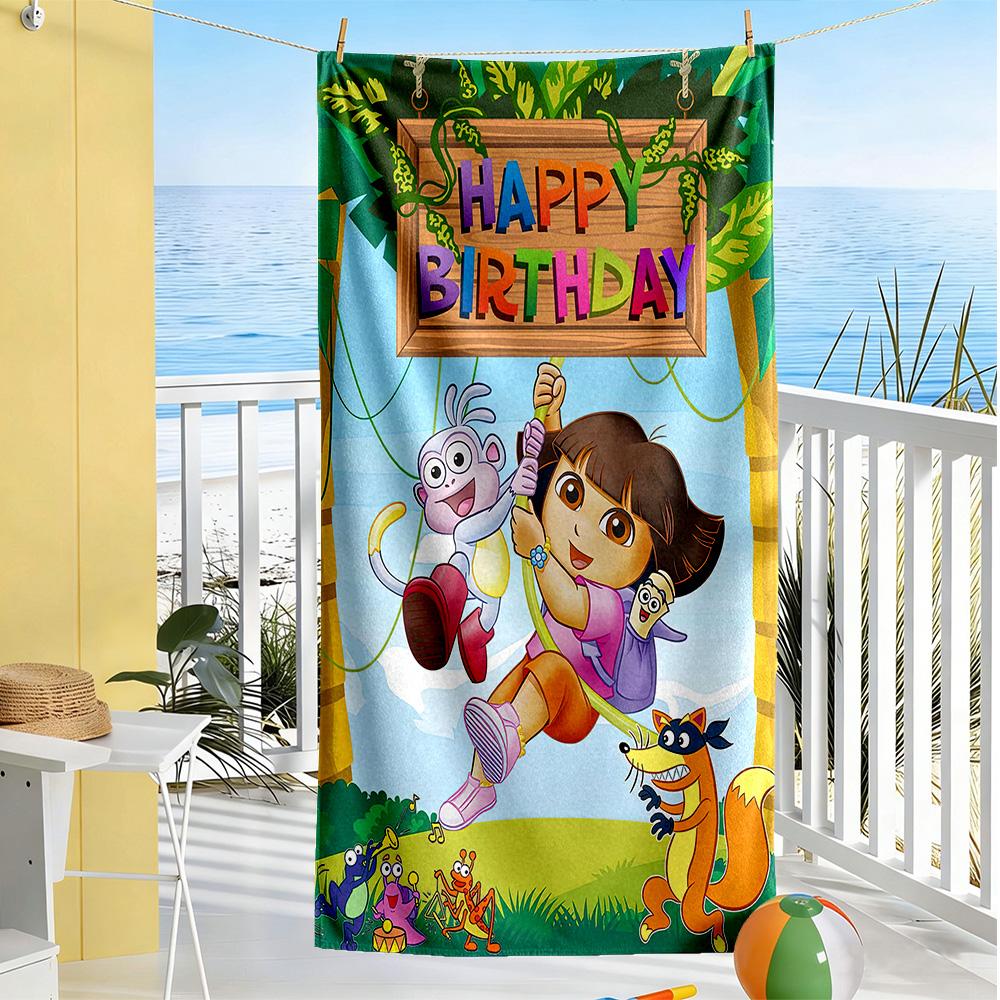 Dora Explorer Beach Towel Super Soft & Absorbent Comfortable Lightweight