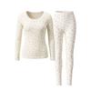 Womens 100% Cotton Floral Thermal Underwear Set - Anti-bacterial Warm Long Sleeve Top Pants Youth