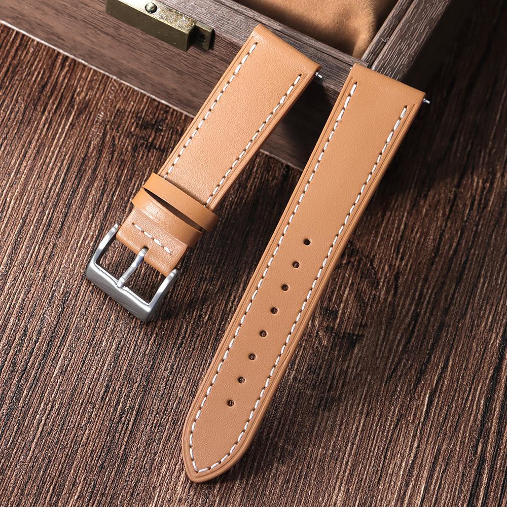 Cinturino per Orologio in Pelle di Mucca Marrone Premium con Rilascio Rapido 18mm 20mm 22mm 24mm Cinturini per Orologio in Vera Pelle Top Grain per Uomo Donna