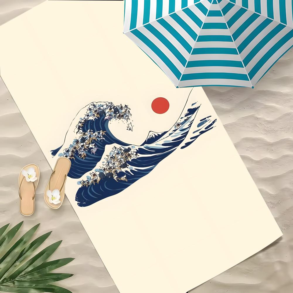 Arte La Grande Onda di Kanagawa Asciugamano Poliestere Asciugamano da Spiaggia Asciugatura Rapida Senza Sabbia Asciugamano da Bagno per Estate Piscina Viaggio Vacanza