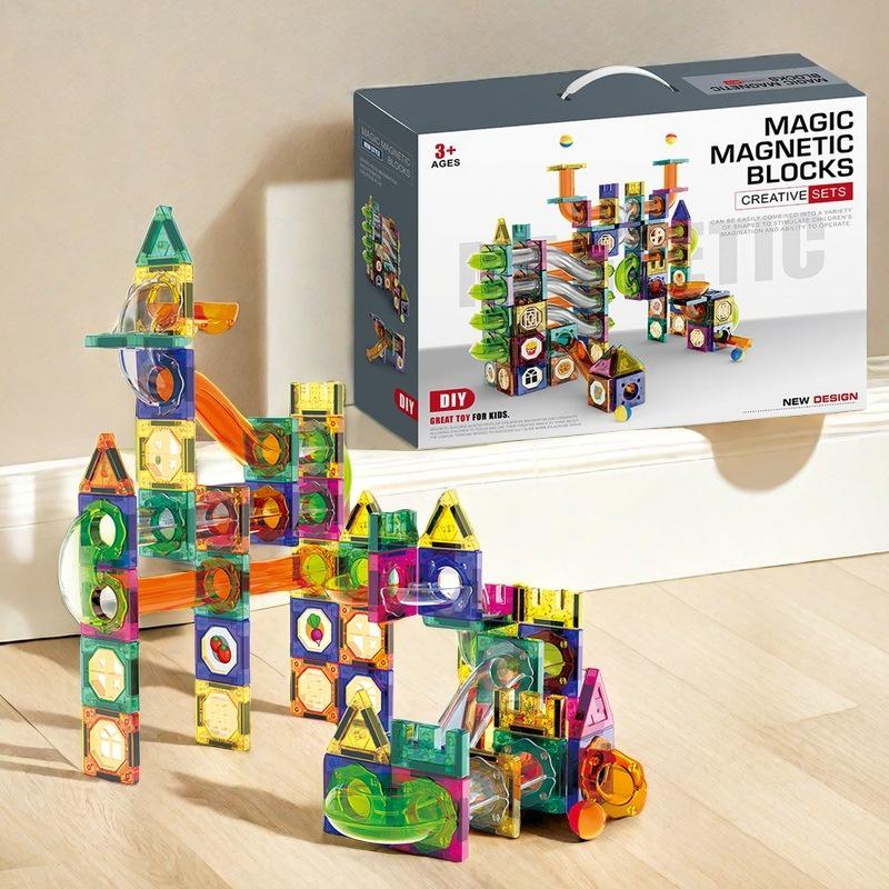 Stained Glass Magnetic Marble Run: Kids' Magnetic Building Blocks and Tracks