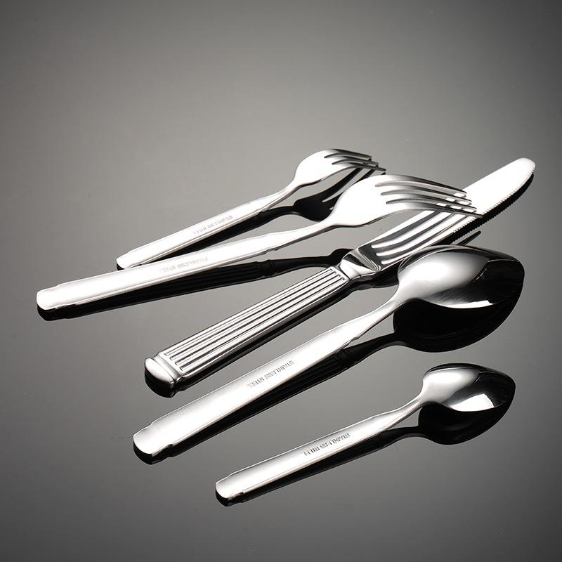 410 stainless steel thin Roman column series Western food knives, forks and spoons set tableware gifts 5 main parts