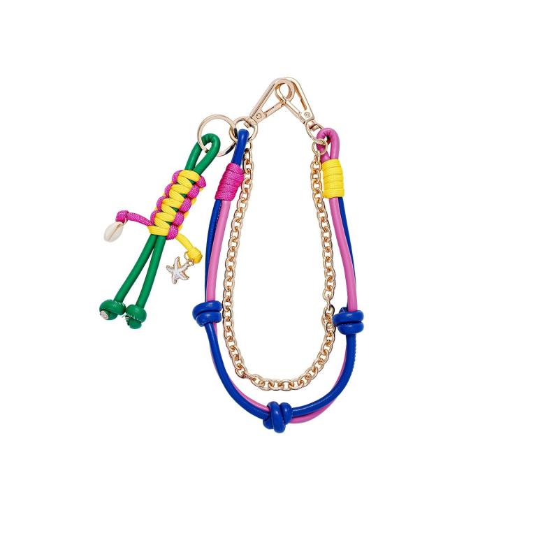 Fashion Leather Keychain Pendants Bags Chain Multi-functional Detachable Rope Woven Metal Chain Lanyard Bag Hanging Accessories