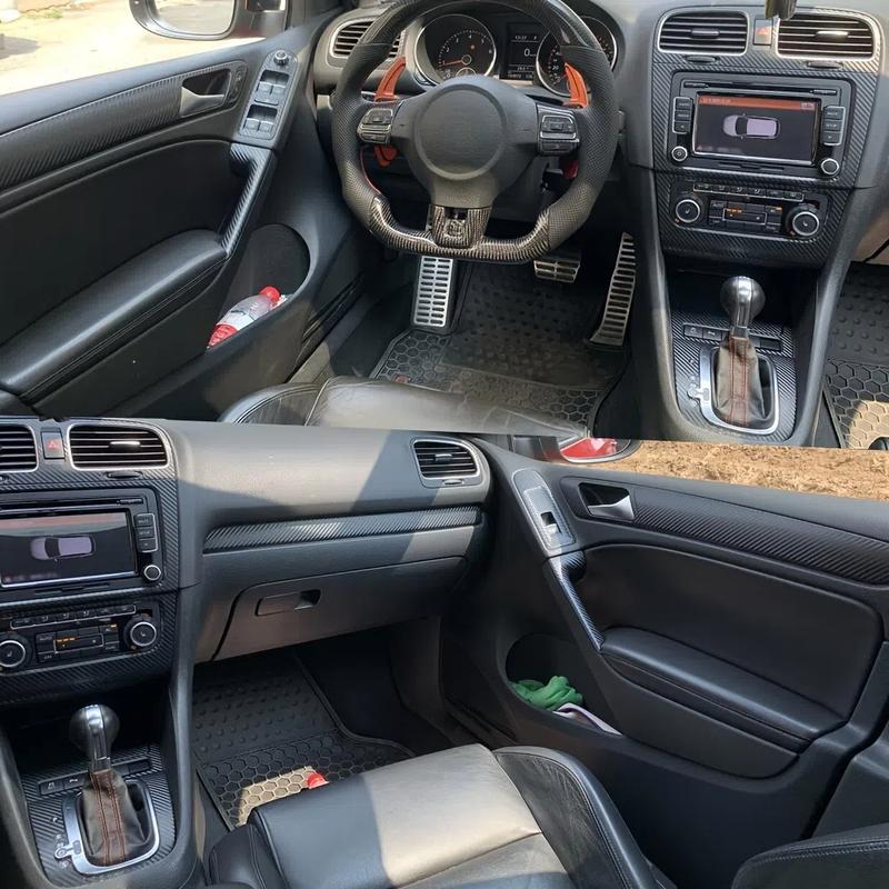 Schutzfolie aus Kohlefaser für Volkswagen Golf MK6 GTI R 2008-2013 Mittelkonsole Schalthebel Armaturenbrett Luftauslassgriffe Autoinnenraum