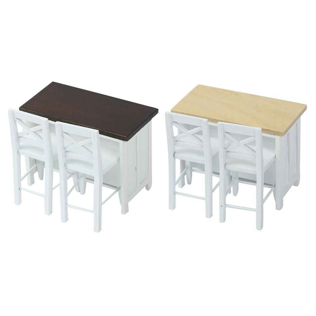 1/12 Miniature Dollhouse Furniture Metal Bar Table and Chair Set for Realistic Dollhouse Scene Display Decoration