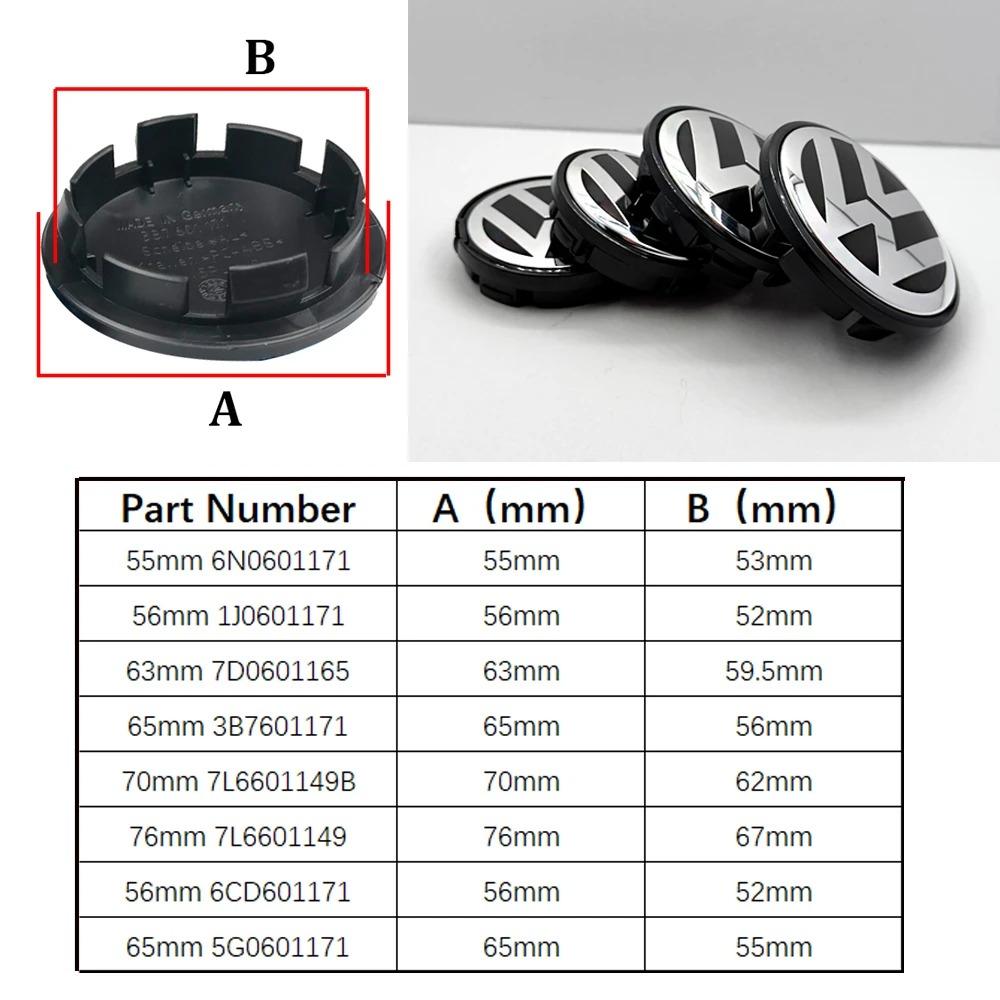 2026 Hot GT 4pcs Set Car Wheel Center Caps 55mm-76mm Hubcap Covers for VW Volkswagen Jetta MK5 Golf Passat - Styling Wheel Center Caps