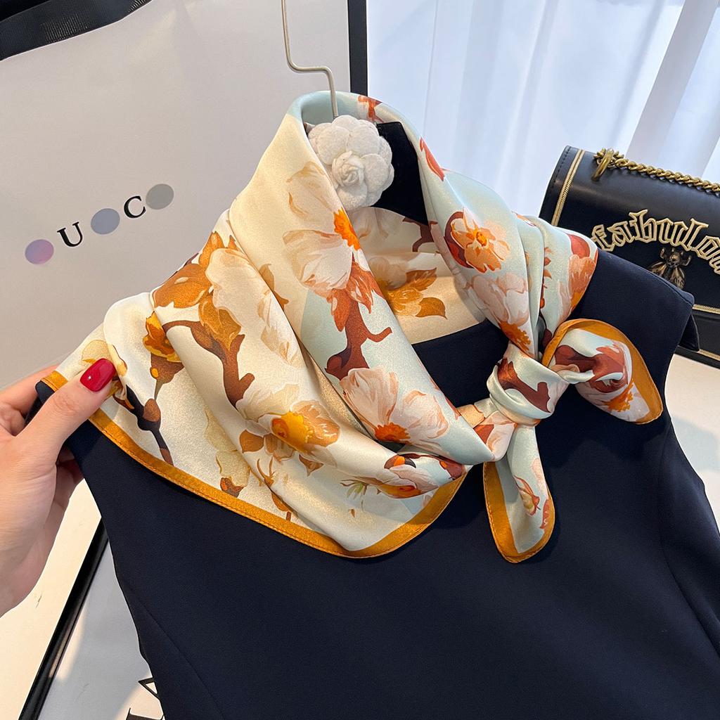 100% Pure Silk Scarf for Women Hairband Foulard High Quality Square Female Fashion Neckerchief Shawl Wraps Hijab Bandana Scarves