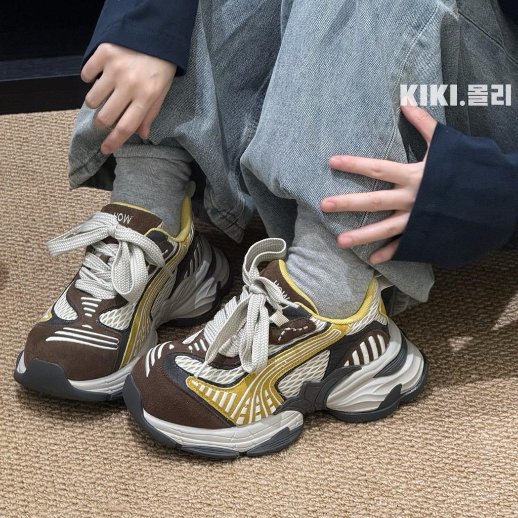 Korean Tooling Dad Shoes Women's Ins Tide 2025 Early Autumn New Thick-soled Color Matching Niche Height-increasing Casual Sports Shoes