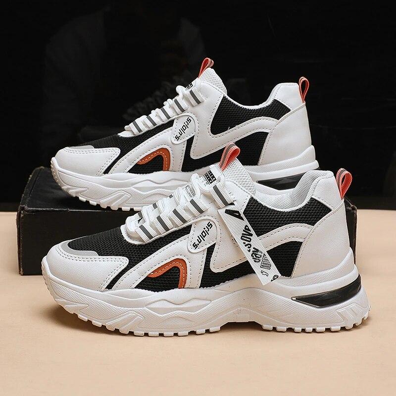 

Толстые кроссовки, женские сетчатые туфли со шнуровкой на высоком каблуке, женская обувь с квадратным носком, разноцветная вулканизированная обувь на платформе, большие размеры 35 чёрный