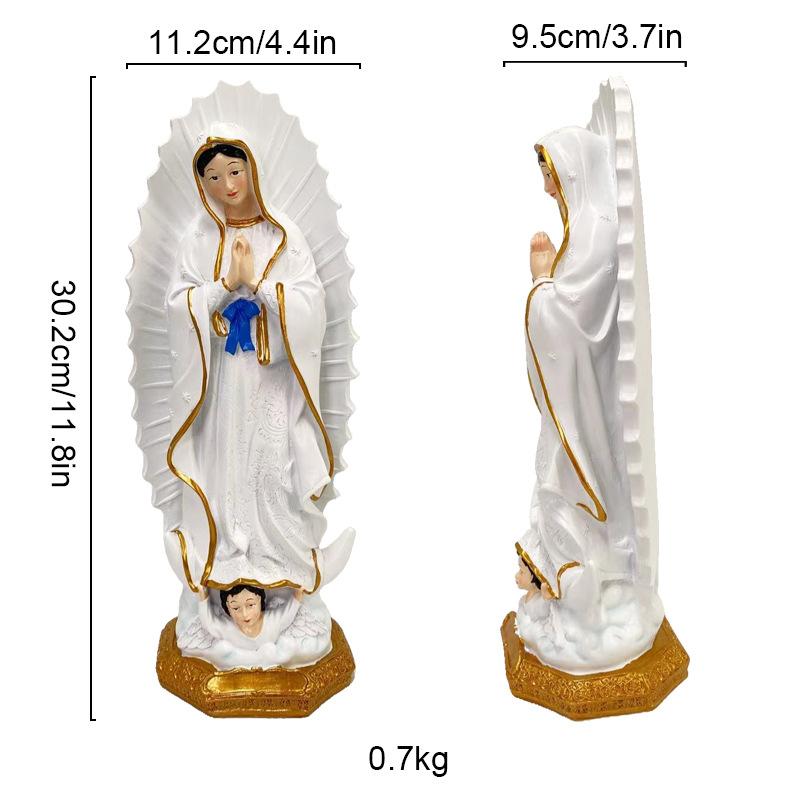 Maľovaná socha Panny Márie Guadalupskej Živicová figúrka Svätej Márie Domáce dekorácie Oltár k Panne Vianočná ozdoba na stôl