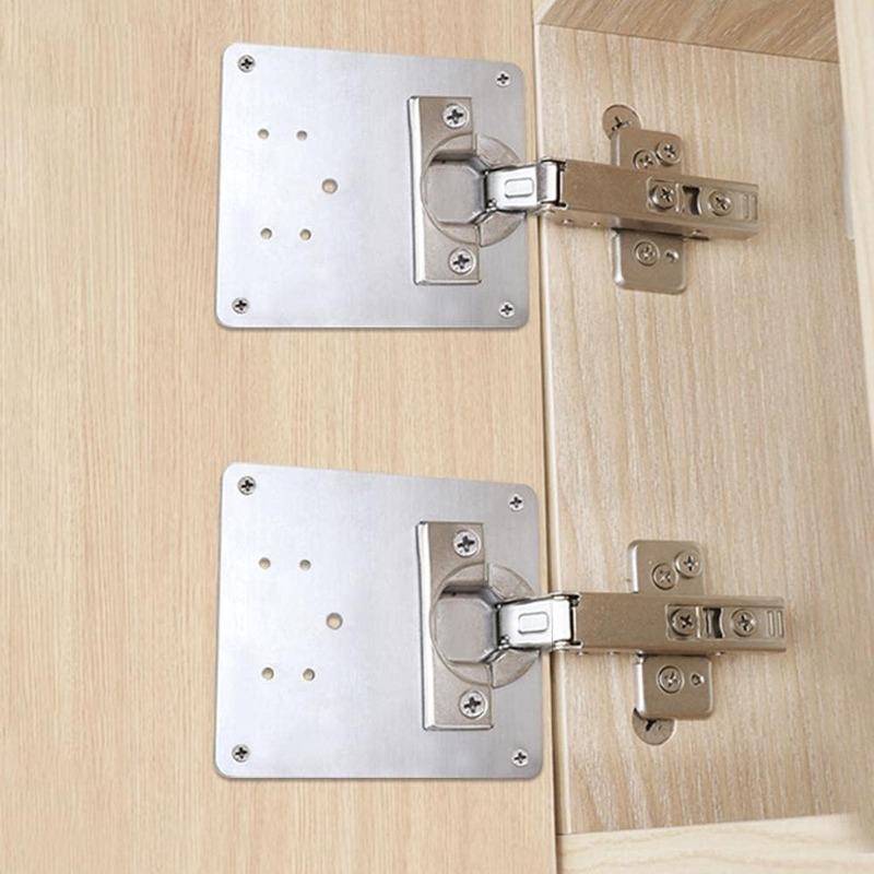 Square Cabinet Hinge Repair Plate Kit Furniture Drawer Door Hinge Mounting Plates with Screw Stainless Steel Flat Fixing Bracket