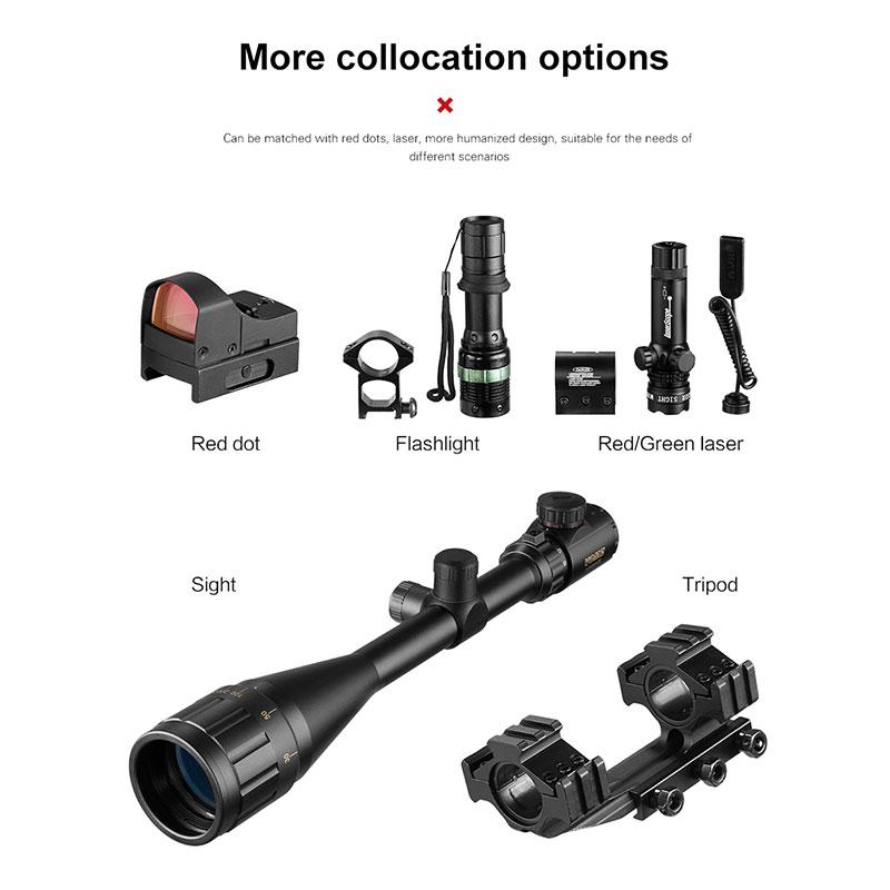 VOMZ Jagd 6-24X50 Aoeg Entfernungsmesser Zielfernrohr mit holographischem 4 Absehen Visier Rotpunkt Grün Combo