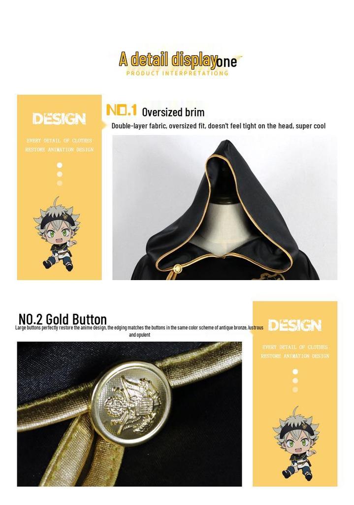 Black Clover Asta Battle Cloak Cosplay Cape, European Size