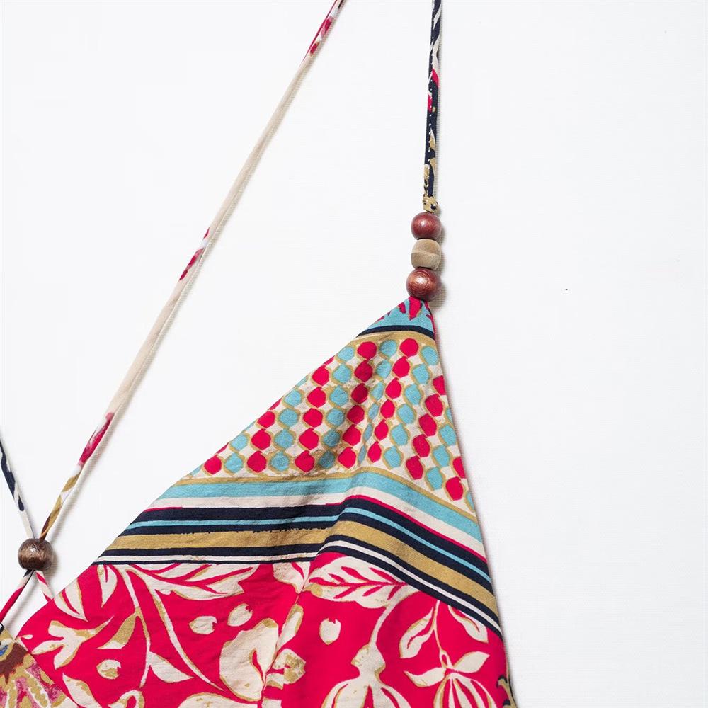 2025 Spring/Summer Women's V-Neck Print Backless Camisole Dress - Slim & Sexy